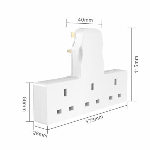 Triple Adapter Plug Extension Socket Uk Multi Plug Adaptor 3 Way Plug Adapter (3WAY BOARD) white — view 4