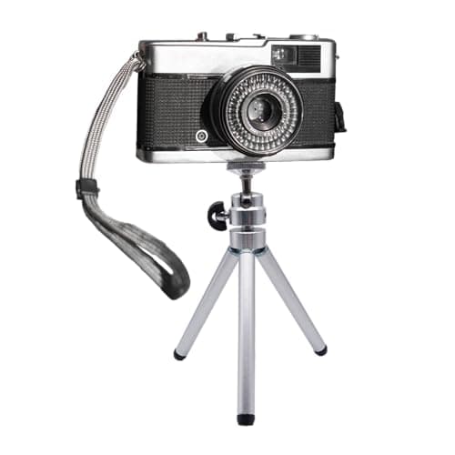 BullTek - Mini Tripod Table Stand | 3 Adjustable Heights (7/14/26 cm) | 360° Ball Head | 1/4" Screw for DSLR, Mirrorless, Smartphones | Portable & Foldable, Silver, Metal — view 4