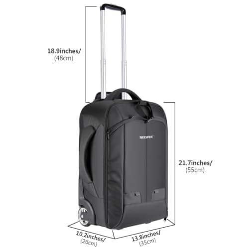 Neewer 2-in-1 Sliding Camera Backpack Suitcase Style Convertible with Double Handle, Shockproof with Removable Padded Compartments for SLR/DSLR Cameras Tripod Lenses (Black/Red) — view 2