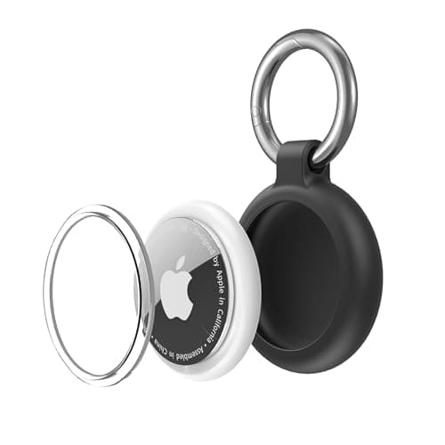 AirTag Holder AirTag Silicone Case, with Key Ring, TPU Waterproof Protective Case for AirTags Keychain for Keys, Bags, Luggage, Pet Collar, Anti-Lost and Scratch-Resistant, Fully Covered (Black) — view 4