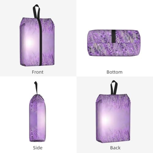 Romantic Purple Lavender Print Waterproof Shoe Bag Travel Bag with Carry Strap Storage Bag Versatile Cosmetic Bag-2pcs — view 2