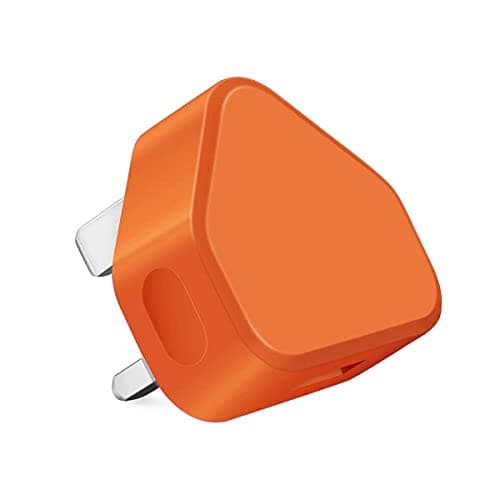 AMO® Charger Plug, UK 3 Pin Plug Charger, Adapter Compatible with Samsung Galaxy Compatible with iOSiPhone iOSiPad Sony Tab HTC Windows Phone Tablet Laptop and Many more (Orange) — view 2