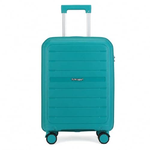 Fly Kite Luggage 20 Inch Cabin Suitcase 100% Polypropylene Hard Shell with Aluminium Trolley Handle, Real TSA Secure Lock 3 Digit 360° Smooth Wheels|Turquoise