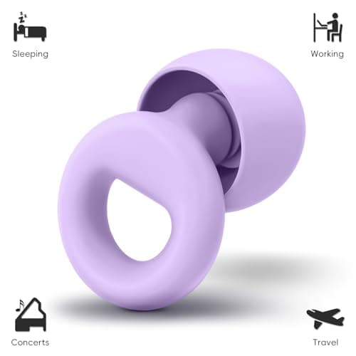 HOYIO Ear Plugs for Noise Reduction–Super Soft, Reusable Hearing Protection in Flexible Silicone for Sleep, Noise Sensitivity & Flights-8 Ear Tips in XS/S/M/L–27dB Noise Cancelling–Purple — view 3