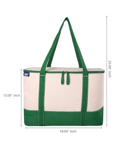 Lands' End Rectangular Large Cooler Bag Insulated 8 Gal, Canvas Soft Cooler with Tote Handles and Zip Closure (Kelly Green) — view 4