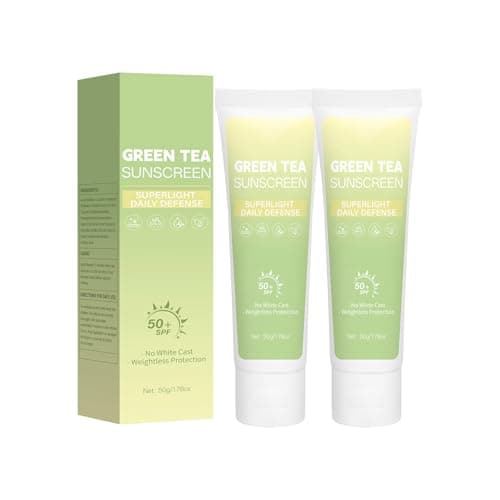 Green Tea Korean Sun Protection for Face, Travel Size Sun Protection SPF 50, Non Greasy & No White Print, Daily Wide Spectrum UV Protection with Niacinamide, Panthenol & Hyaluronic Acid