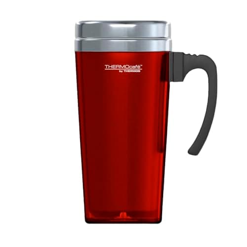 ThermoCafé by Thermos, Plastic Translucent Travel Mug, Red, 420 ml