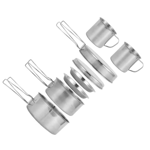 KIXZSAZ 8pack/lot Stainless Steel Outdoor Camping Cookware Set for Hiking Picnic Barbecue Pack of 8 Outdoor Camping Cookware