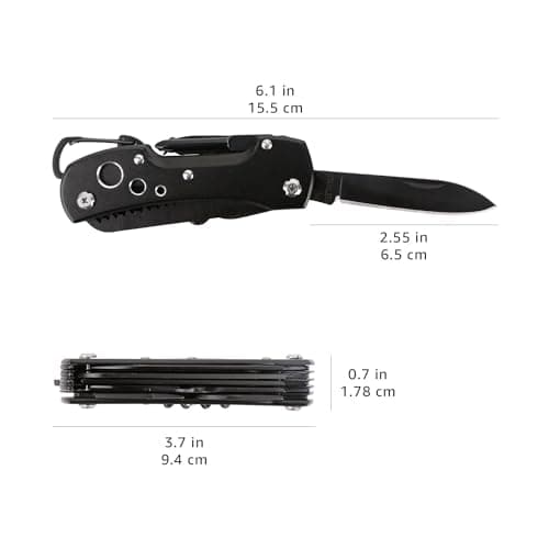 Amazon Basics 15-in-1 Multitool Pocket Knife with Sheath, Black — view 5