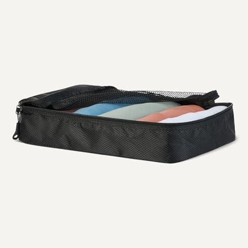 Amazon Essentials 4-Piece Packing Cubes Travel Accessories Set, Luggage Organiser with Double Zip, Mesh Top, 100% Polyester, Medium, Black (Previously Amazon Basics) — view 3