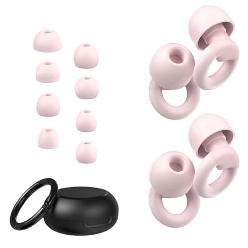 JUSTRVN Ear Plugs for Sleeping, 2 Pairs of Reusable Earplugs for Noise Reduction 25dB-30dB with 8 Ear Tips, Soft Hearing Protection Ear Plugs for Concert,Noise Sensitivity, Study & Work