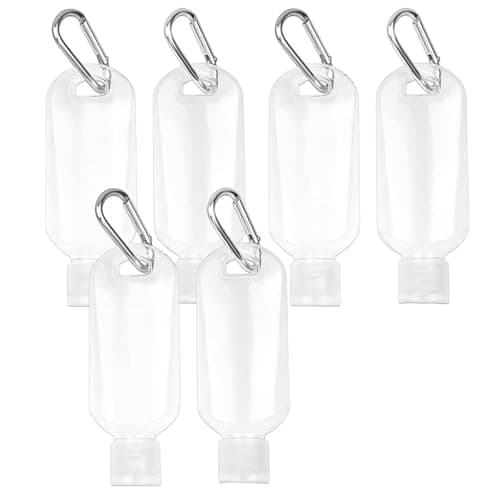 CLDURHGE 6 Pack Travel Size Bottles, 50ml TSA-Approved Refillable Containers with Clips, Leakproof Squeeze Bottles for Hand Sanitizer, Shampoo, Toiletries, Portable Clear Plastic Travel Essentials