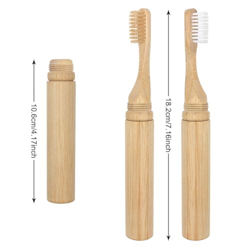 SWKJ Portable Bamboo Toothbrushes, 2 Pcs Folding Bamboo Toothbrush — view 2