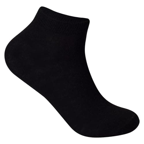ArkXani Kids Trainer Socks, 3 Pairs, Low Cut, Sports Running, School Socks, Boys Girls, Casual (UK Size 12-3, Black) — view 4