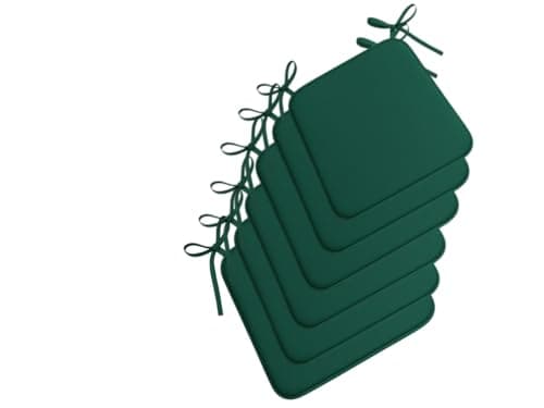 L S U Multi Pack Comfortable Seat Pads for Dining Chair Kitchen Garden with Tie on indoor Outdoor Foam Cushions (6, Green)