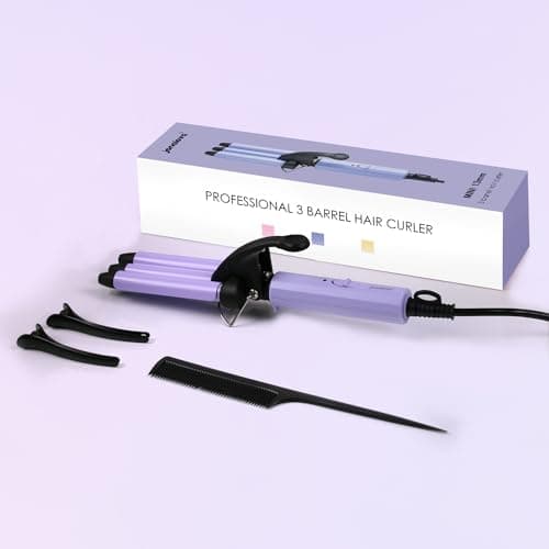 3 Barrels Mini Hair Waver for Short & Medium Hair, 13MM Curling Iron Curling Wand, 0.45lb Lightweight, Mini Size Hair Curler, Travel Friendly-Purple — view 6