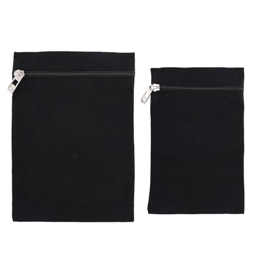2pcs Sew-in Side Pocket with Zipper, Sew on Hidden Pockets Coat Inside Pockets Security Sewing Drainage Pouch for Travel Clothing Jacket Puffer Robes Hoodie (2 Sizes, Black)