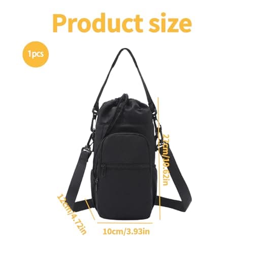Water Bottle Bag with Shoulder Strap, Water Bottle Carrier with Shoulder Strap for Outdoor Activities, Compact 27x12x10 cm Water Bottle Sling for Hiking Fitness Commuting — view 2