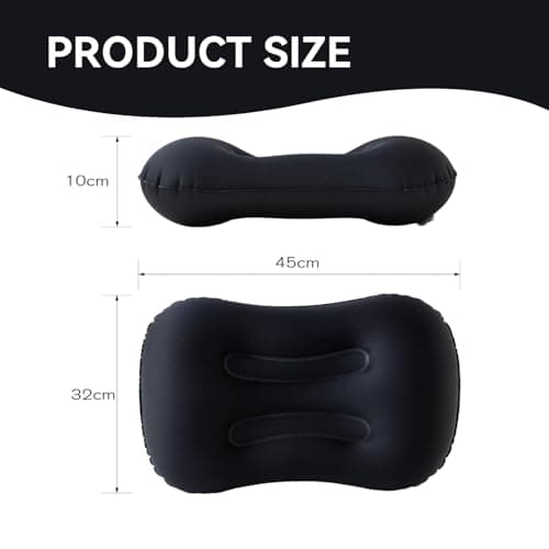 Camping Pillow, Black Inflatable Camping Pillows, Ultraligh Compressible Campings Essentials, Inflatable Air Travel Pillo with Storage Bag, Eye Mask and Earplugs, for Campings, Hiking, Beach, Fishing — view 2
