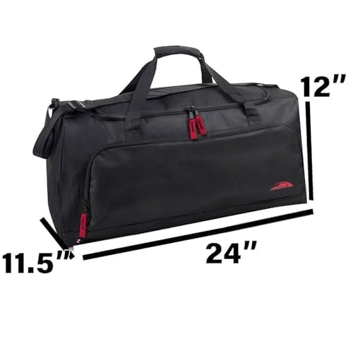 55 Litre Canvas Duffle Bags for Men & Women for Traveling, The Gym, and as Sports Equipment Bag/Organizer (Black Red) — view 4