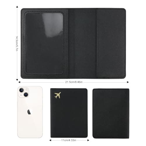 ILIYAH PU Leather Passport Holder Cover for Women Men Credit Cards Boarding Passes Travel Wallet Case(Black) — view 3