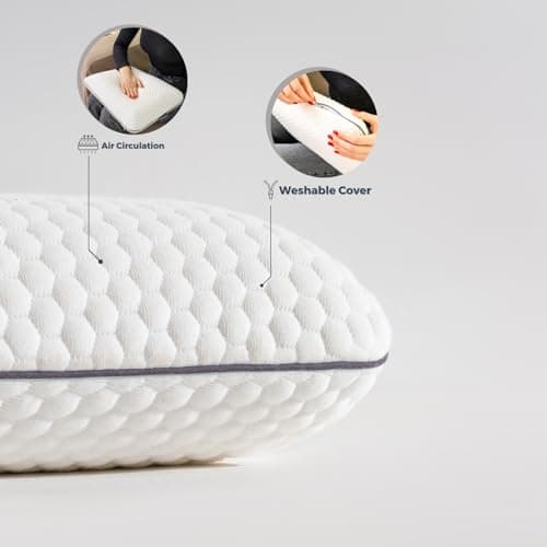 MEFOPILO Memory Foam Travel Pillow for Sleeping, Camping Pillow, Neck Support Pillow for Airplane, Car Travel, Portable Bag (White - No Replacement Cover, 40 x 25 x 10 cm) — view 6