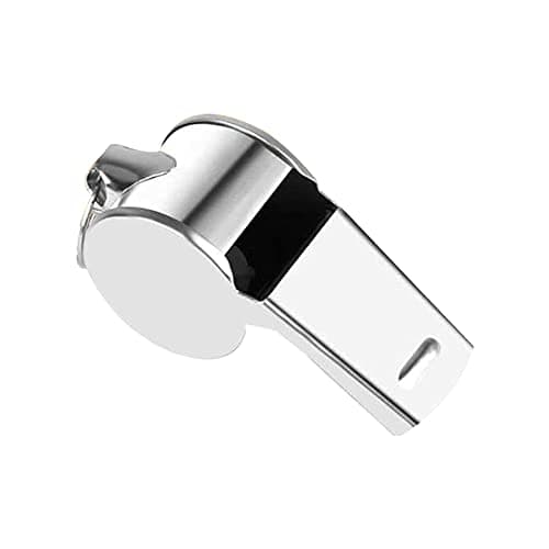 HAADI Sports Whistle for Coaches, Referees and Teachers in Solid Stainless Steel, Loud Cork Pea Sound, Metal Keyring Clip, Football PE School Training and Emergency Use