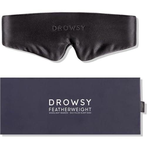 Drowsy Featherweight Silk Sleep Mask – Luxury Blackout Eye Mask for Sleeping & Travel, 100% Mulberry Silk, Lightweight Comfort, Adjustable Strap, Protects Skin & Hair - Moonlight Shadow