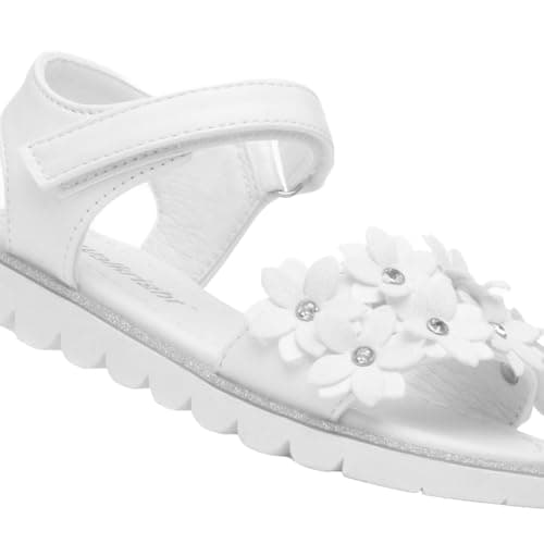 Walkright Florian Girls White Flower Flat Sandal - Size 2 UK - White — view 6