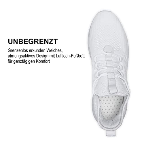 FUJEAK Mens Trainers Shoes Walking Running Gym Slip on Tennis Sneakers Joggers Sport Casual Outdoor Fashion Jogging Shoes Lightweight Breathable Comfortable White Size 9 UK — view 4