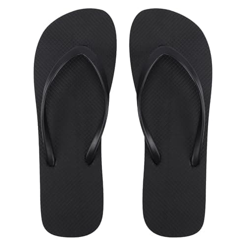BBXWANG Unisex Flip Flops Ladies Womens Mens Black Flip Flops Rubber Flatform Beach Flipflops Shower Swimming Pool Shoes (Black, Adult, Men, 6, Numeric Range, UK Footwear Size System, 7, Medium)