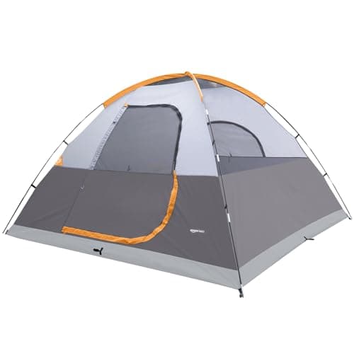 Amazon Basics Dome Camping Tent with Rainfly and Carry Bag, 3-Season Easy Set-Up Tent, 6 Person, Orange And Grey — view 4