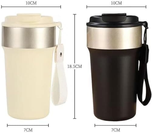 Insulated Travel Mug 500ml Reusable Thermal Coffee Cups for Hot Drinks with Lid and Strap (Pink) — view 2