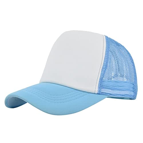 Mens and Womens Sponge Color Matching Simple Casual Peaked Cap Travel Holiday Sports Cap Headlight Visor (Sky Blue, One Size)