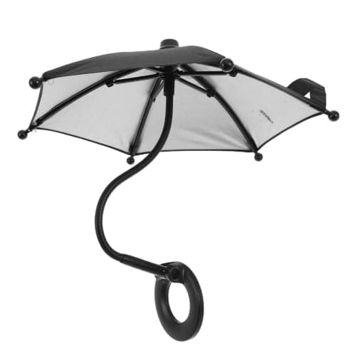 SOIMISS Mini Umbrella for Phone Shade Magnetic Black Folding Sunshade