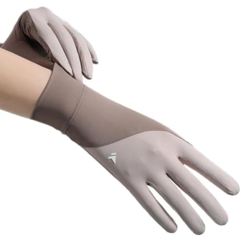 UV Sun Protection Gloves for Women Full Finger Ice Silk Touch Screen Non-Slip Driving Gloves for Travel Golf Running, gray, One Size — view 5