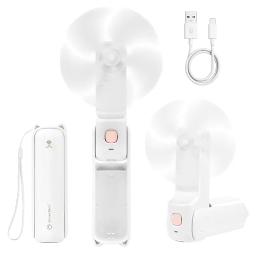AUAUY Portable Handheld Fan, USB Rechargeable Foldable Fan, White