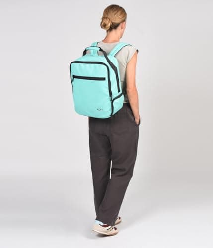 KCB Underseat Skid Cabin Backpack | Airplane Cabin Tote Bag | Carry-on Luggage for Ryanair and Vueling | Lightweight Low-Cost Travel Backpack | Adjustable Handles | 100% Vegan, turquoise, Grande — view 5