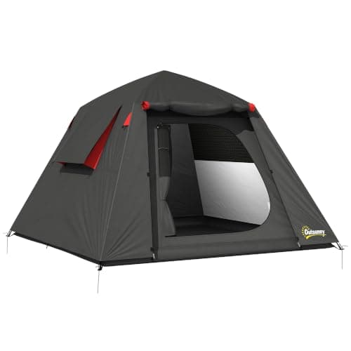 Outsunny Camping Tent 2 Man Dome Tent 3000mm Waterproof Dark Grey & Red