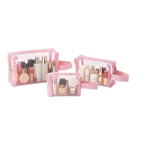Mesh Makeup Bags, Mesh Cosmetic Bag, Portable Toiletry Bag Set 3 Pieces Travel Organizing Zipper Pouch Travel Accessories for Gym Fitness Bathing Home Dormitory Office Short Trips