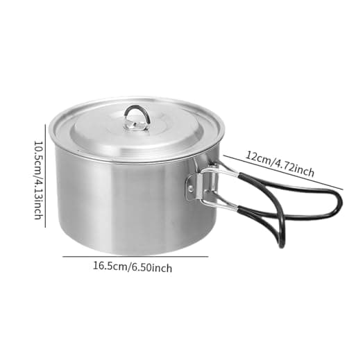 perfk Camping Jar Stockpot Compact Practical Light with Cover Covering Kitchen Pot for Travel Trips, Double Handle — view 4
