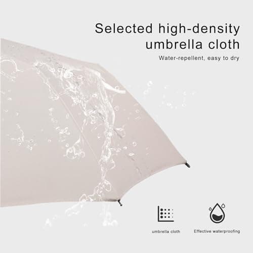 MPXEAVG Umbrella Windproof Strong, 60 Ribs Automatic Umbrella, Auto Open Close, for Women Men (Beige) — view 3
