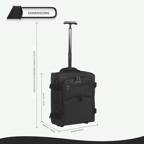 WEAVERS: Under Seat Suitable for Ryan Air and Easy Jet. Carry On Cabin Bag with Wheels Flight Approved Hand Luggage. 35L Capacity, Lightweight 1.5 kg. (Size - 45cm x 35cm x 20cm | Color - Black) — view 4