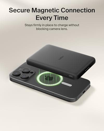 Belkin BoostCharge 5000mAh Slim Magnetic Power Bank with USB C Port - Black — view 2