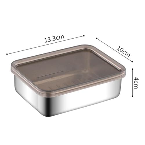 PIXZCSA Reusable Food Container Fresh Keeping Box With Lid Fridge Organization Travel Preservation Container Fridge Organizer Stackable Family Car Trips, Silver, 13.3x10x4cm — view 5