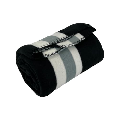 AA Travel Fleece Blanket AA3423 - 100% Lightweight Polyester 150cm x 120cm Black White Grey Stripes — view 6