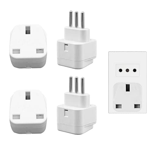 Eophmi 4 Pack Italy Plug Adapter, UK to Italy Travel Plugs, White, Type L, 250V, 10A, 2500W