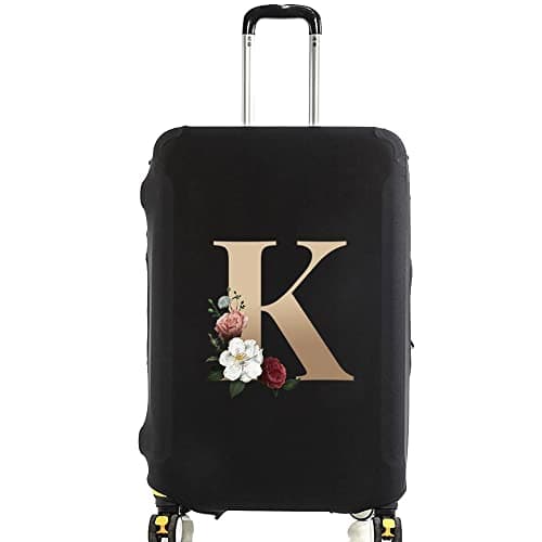 Initial Letter Printed Design Travel Trolley Case Cover Protector Washable Suitcase Cover Luggage Storage Covers for 18-28 Inch Luggage Cover (L (26-28 inch Luggage), gold K)