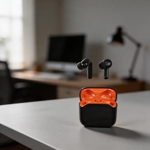 AI Translation Wireless Earbuds NE20 Open Ear Headphones with LCD Screen for instant Translator Device for Sports Running IPX7(Black Orange) — view 4