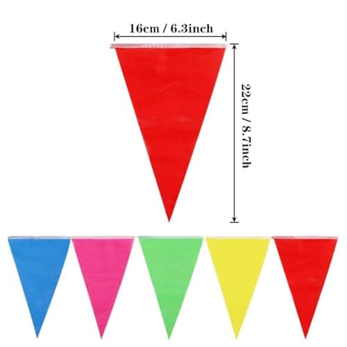 328ft/100M Bunting Banner, Bunting Outdoor Waterproof Reusable Nylon Fabric Pennant Bunting with 200pcs Triangle Flags for Mother‘s Day Garden Festival Birthday Wedding National Day Party Decorations — view 4